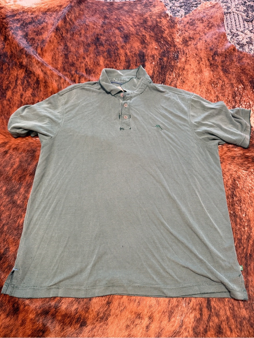 Tommy Bahama Mens Green Polo Shirt Modal Performance Geometric Size XL